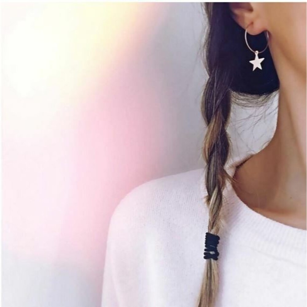 Earrings Gold Metal Alloy Lightweight Hoop Star Pendant Pierced Dangle Jewelry